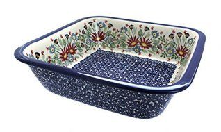 Polish Pottery Jungle Bouquet Large Square Baker
