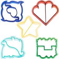 VonShef Fun Cake, Cookie &amp; Sandwich Cutter Shapes for Kids &ndash; Set of 5 Shapes: Dinosaur, Dolphin, Heart, Star &amp;...