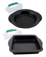 BergHOFF Perfect Slice 4 Piece Set of Pie Pan/Tool &amp; Square Cake Pan/Tool, Gray