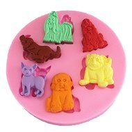 Longzang Small Dogs Silicone Mold Sugar Craft DIY Gumpaste Cake Decorating Clay