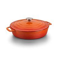 Korkmaz Casterra Cast Iron Ceramic-coat Casserole Dish Dutch Oven with Lid, Orange