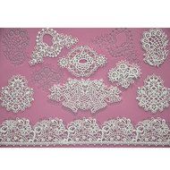 FOUR-C Cake Decorating Tools Lace Silicone Mat Cake Lace Mold Color Pink