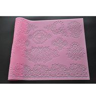 FOUR-C Cake Decorating Tools Lace Silicone Mat Cake Lace Mold Color Pink N4