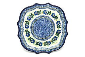 Polish Pottery Tray - Serpentine Edge - Blue Pansy