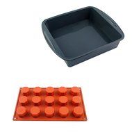 2win2buy 15-cavity Food-Grade Silicone Chocolate Cake Mold + Square Bread Loaf Cake Mold Pan