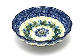 Polish Pottery Bowl - Shallow Scalloped - Medium - Ivy Trail