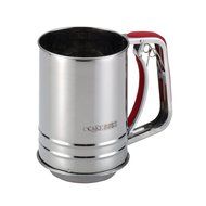 Cake Boss Stainless Steel Tools and Gadgets 3-Cup Flour Sifter with Red Silicone Grips