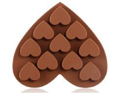 Heart Shaped Silicone Cake Mold &amp; Ice Tray (Brown)