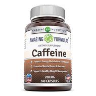 Amazing Formulas Caffeine 200 Mg 240 Capsules - Boosts your metabolism for faster fat loss - Pre workout boost...