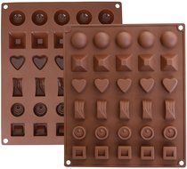 Ozera 2 Pack Silicone Chocolate Jelly Candy Mold, Cake Baking Mold, 30-Cavity, Brown