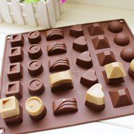 Ozera 2 Pack Silicone Chocolate Jelly Candy Mold, Cake Baking Mold, 30-Cavity, Brown N3