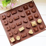 Ozera 2 Pack Silicone Chocolate Jelly Candy Mold, Cake Baking Mold, 30-Cavity, Brown N4