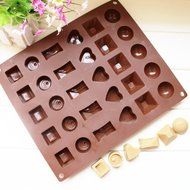 Ozera 2 Pack Silicone Chocolate Jelly Candy Mold, Cake Baking Mold, 30-Cavity, Brown N6