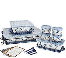 Temp-tations Old World 16-pc Essential Oven-to-table Set - Blue