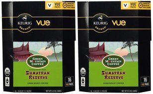 32 Count - Green Mountain Fair Trade Organic Sumatran Reserve Coffee Vue Cup For Keurig Vue Brewers