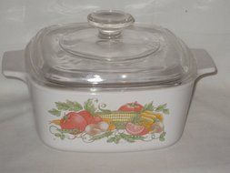 Vintage 1994-96 Corning Golden Harvest Fruit Pattern 1 1/2 Liter Casserole Baking Dish w/ Lid