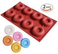 Ozera 8 Cavity Silicone Donut Pan (2 Pack), Muffin Cups, Cake Baking Ring, Biscuit Mold