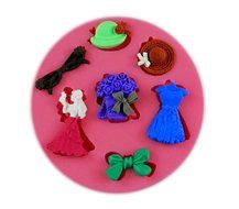 SHINA Party Hat Bow Skirt Cake Fondant Soap Sugar Craft Decorating Silicone Mold
