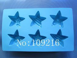 Creativemoldstore 1pcs 6-Holes Three Style Stars Silicone Cake/Jelly/Puddin/Ice/Candy Baking Pan DIY Mold N2