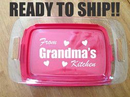 Personalized Pyrex Dish 9x13 Grandma&#039;s Kitchen Wedding Anniversary Gift W/lid