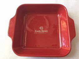 Emile Henry 9" x 9" Square Casserole Baker Baking Dish, Red
