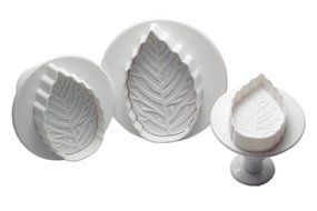 FOUR-C Baking Supplies Plastic Rose Leaf Cutter Set Gum paste Cutters for Cupcake Topper Color White
