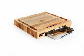 John Boos Newton Prep Master Maple Wood Reversible Cutting Board with Juice Groove, Pan and Double Blade Rocking... N8