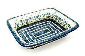 Polish Pottery Baker - Casserole - Blue Spring Daisy