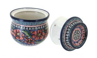 Polish Pottery Jungle Flower French Butter Dish N2