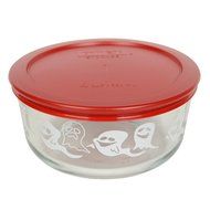 Pyrex 7201 4 Cup Ghost Glass Bowl and 7201-PC Poppy Red Lid