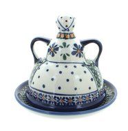 Polish Pottery Mosaic Flower Small Cheese Lady