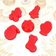 inkint 6pcs/set Silicone Christmas Cake Mold Chocolate Pudding Making Mold Christmas Tree Snowman Santa Claus...