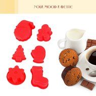inkint 6pcs/set Silicone Christmas Cake Mold Chocolate Pudding Making Mold Christmas Tree Snowman Santa Claus... N3