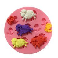 Allforhome 8 Cavity Pretty Sheep Flowers Cake Decoration Moulds Silicone Cake Chocolate Fondant Mold Sugar paste...