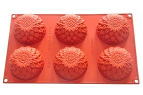 FOUR-C Silicone Baking Molds Flower Cake Bakeware Kitchen Supplies Color Purplish Red