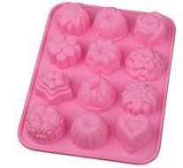 12 Cavity Flowers Silicone Non Stick Cake Bread Mold Chocolate Jelly Candy Baking Mould
