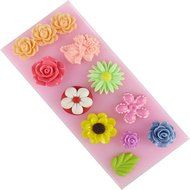 Yunko 12 Mini Flower Shapes DIY Silicone Mould Cake Decorations Decorating Fondant Sugar Craft Molds