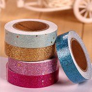 Bargain World Glitter Star Washi Tape Adhesive Fabric Scrapbooking Sticker