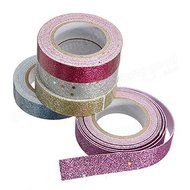 Bargain World Glitter Star Washi Tape Adhesive Fabric Scrapbooking Sticker N3