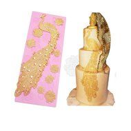 Peacock Cake Lace Mat Silicone Mold Cake Decorating Supplies Pink Color N3