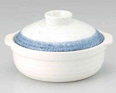 Ishime Nagori-Yuki for 6-8 persons 14.1inch Donabe Japanese Hot pot White Ceramic Made in Japan