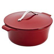 Anolon Vesta Cast Iron Cookware 5-Quart Round Covered Casserole, Paprika Red by Meyer