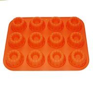 X-Haibei Mini 12-donuts Chocolate Bundt Cake Pan Jello Baking Tray Silicone Mold