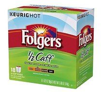 Folgers Half Caff Coffee, Keurig K-Cups, 18 Count
