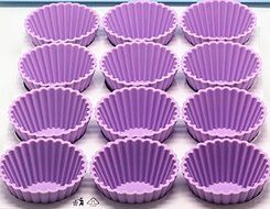 HSE 6pcs Silicone baking mold Muffin cups thick round lace pudding cake with a microwave oven (purple)
