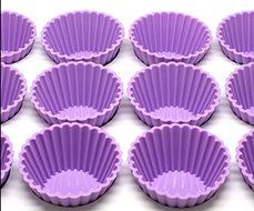 HSE 6pcs Silicone baking mold Muffin cups thick round lace pudding cake with a microwave oven (purple) N2
