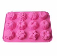 12 Cavity Flowers Silicone Non Stick Cake Bread Mold Chocolate Jelly Candy Baking Mould N4