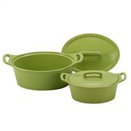 2 Casserole Dish with Lid and Quality Stoneware, Green