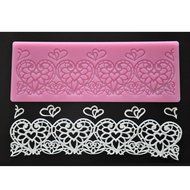 FOUR-C Lace Silicone Mat Heart Embossing Pad Cake Lace Mold Color Pink