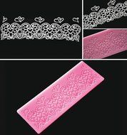 FOUR-C Lace Silicone Mat Heart Embossing Pad Cake Lace Mold Color Pink N2